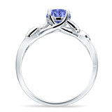 Budding Willow Solitaire Ring Round Cubic Zirconia 925 Sterling Silver
