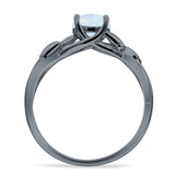 Budding Willow Solitaire Ring Round Cubic Zirconia 925 Sterling Silver