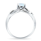 Budding Willow Solitaire Ring Round Cubic Zirconia 925 Sterling Silver