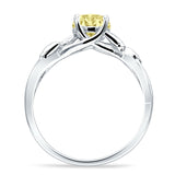 Budding Willow Solitaire Ring Round Cubic Zirconia 925 Sterling Silver