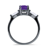Three Stone Ring Kite Shape Accent Round Cubic Zirconia 925 Sterling Silver