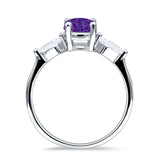 Three Stone Ring Kite Shape Accent Round Cubic Zirconia 925 Sterling Silver