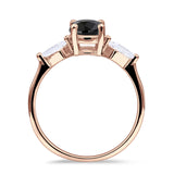 Three Stone Ring Kite Shape Accent Round Cubic Zirconia 925 Sterling Silver
