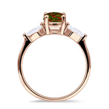 Three Stone Ring Kite Shape Accent Round Cubic Zirconia 925 Sterling Silver