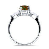 Three Stone Ring Kite Shape Accent Round Cubic Zirconia 925 Sterling Silver