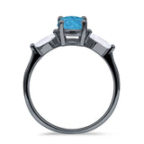Three Stone Ring Kite Shape Accent Round Cubic Zirconia 925 Sterling Silver