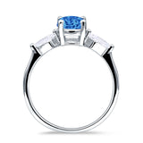 Three Stone Ring Kite Shape Accent Round Cubic Zirconia 925 Sterling Silver