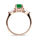 Three Stone Ring Kite Shape Accent Round Cubic Zirconia 925 Sterling Silver