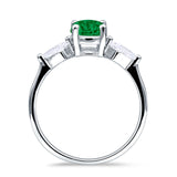 Three Stone Ring Kite Shape Accent Round Cubic Zirconia 925 Sterling Silver