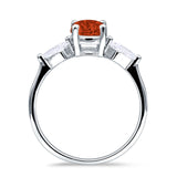 Three Stone Ring Kite Shape Accent Round Cubic Zirconia 925 Sterling Silver