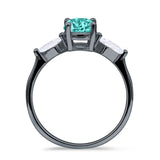 Three Stone Ring Kite Shape Accent Round Cubic Zirconia 925 Sterling Silver
