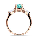 Three Stone Ring Kite Shape Accent Round Cubic Zirconia 925 Sterling Silver