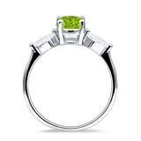 Three Stone Ring Kite Shape Accent Round Cubic Zirconia 925 Sterling Silver