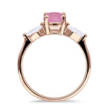 Three Stone Ring Kite Shape Accent Round Cubic Zirconia 925 Sterling Silver