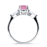 Three Stone Ring Kite Shape Accent Round Cubic Zirconia 925 Sterling Silver