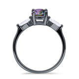 Three Stone Ring Kite Shape Accent Round Cubic Zirconia 925 Sterling Silver