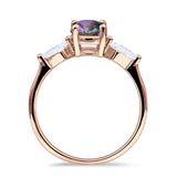 Three Stone Ring Kite Shape Accent Round Cubic Zirconia 925 Sterling Silver