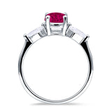 Three Stone Ring Kite Shape Accent Round Cubic Zirconia 925 Sterling Silver
