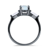 Three Stone Ring Kite Shape Accent Round Cubic Zirconia 925 Sterling Silver