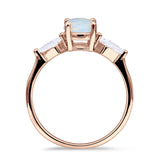 Three Stone Ring Kite Shape Accent Round Cubic Zirconia 925 Sterling Silver