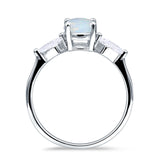 Three Stone Ring Kite Shape Accent Round Cubic Zirconia 925 Sterling Silver
