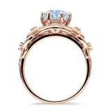Art Deco Ring Sunflower Design Round Cubic Zirconia 925 Sterling Silver