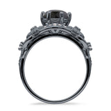 Art Deco Ring Sunflower Design Round Cubic Zirconia 925 Sterling Silver