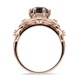 Art Deco Ring Sunflower Design Round Cubic Zirconia 925 Sterling Silver