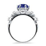 Art Deco Ring Sunflower Design Round Cubic Zirconia 925 Sterling Silver