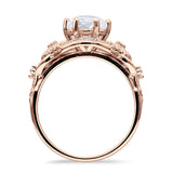 Art Deco Ring Sunflower Design Round Cubic Zirconia 925 Sterling Silver