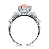 Art Deco Ring Sunflower Design Round Cubic Zirconia 925 Sterling Silver
