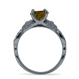 Vintage Style Sunflower Marquise Round Cubic Zirconia Ring 925 Sterling Silver