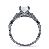 Vintage Style Sunflower Marquise Round Cubic Zirconia Ring 925 Sterling Silver