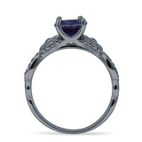 Vintage Style Sunflower Marquise Round Lab Alexandrite Ring 925 Sterling Silver
