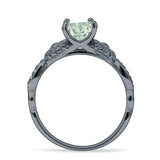 Vintage Style Sunflower Marquise Round Natural Green Amethyst Ring 925 Sterling Silver