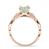 Vintage Style Sunflower Marquise Round Natural Green Amethyst Ring 925 Sterling Silver