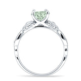 Vintage Style Sunflower Marquise Round Natural Green Amethyst Ring 925 Sterling Silver