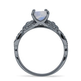 Vintage Style Sunflower Marquise Round Natural Moonstone Ring 925 Sterling Silver