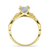 Vintage Style Sunflower Marquise Round Natural Moonstone Ring 925 Sterling Silver