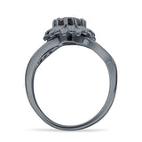 Sunflower Ring Infinity Twisted Round Cubic Zirconia 925 Sterling Silver