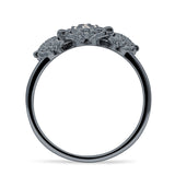 Sunflower Trio Ring Elegant Vintage Style Cubic Zirconia 925 Sterling Silver