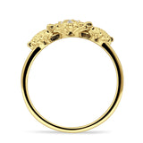 Sunflower Trio Ring Elegant Vintage Style Cubic Zirconia 925 Sterling Silver