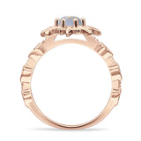 Sun Ring Round Natural Moonstone 925 Sterling Silver