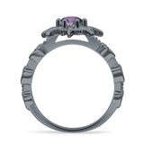 Sun Ring Round Cubic Zirconia 925 Sterling Silver