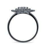 Flower Engagement Ring Cocktail Cubic Zirconia 925 Sterling Silver