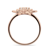Flower Engagement Ring Cocktail Cubic Zirconia 925 Sterling Silver