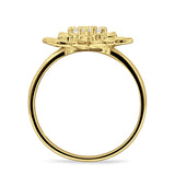 Flower Engagement Ring Cocktail Cubic Zirconia 925 Sterling Silver