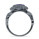 Sunflower Twisted Vine Leaf Engagement Ring Cubic Zirconia 925 Sterling Silver