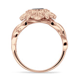 Sunflower Twisted Vine Leaf Engagement Ring Cubic Zirconia 925 Sterling Silver