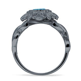 Sunflower Twisted Vine Leaf Engagement Ring Cubic Zirconia 925 Sterling Silver